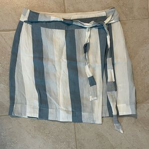 Skylar+Madison Blue & White Striped Wrap Mini Skirt